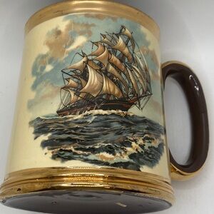 Vintage Gibsons Staffordshire mug featuring a clipper sailing ship design.